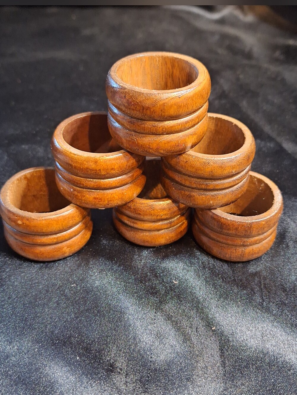 Vintage Wooden Napkin Rings~MCM~1970s~Rustic~Retro~Farmhouse